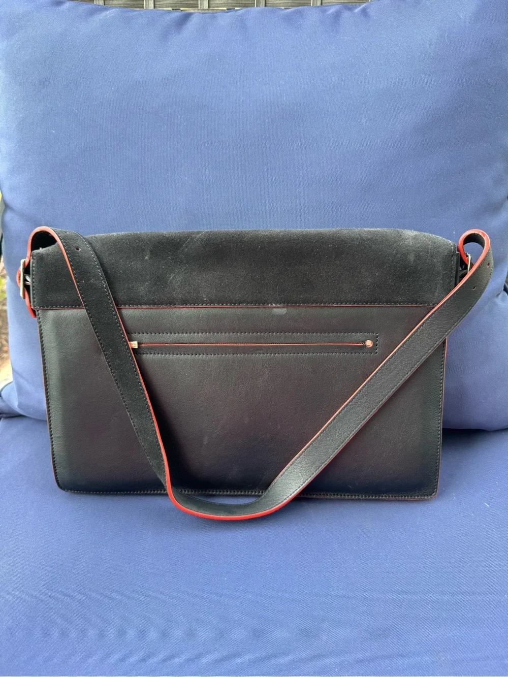 Colorblock Leather & Suede Shoulder Bag in Black, Navy, Green, Beige